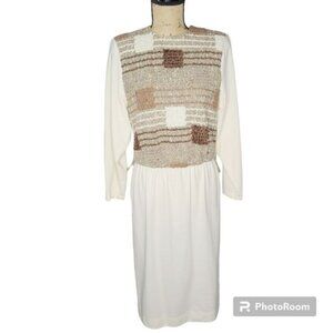 Vintage Cream and Brown Maxi Dress